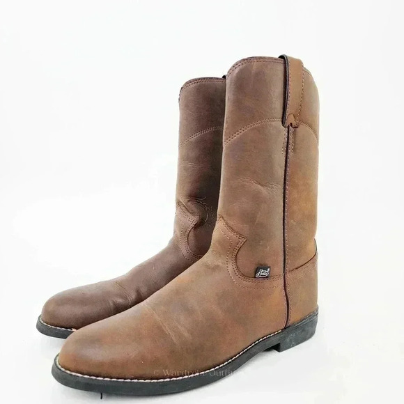 Justin Crazy Cow Basic Roper Cowboy Boots - 8.5 - Picture 5 of 10